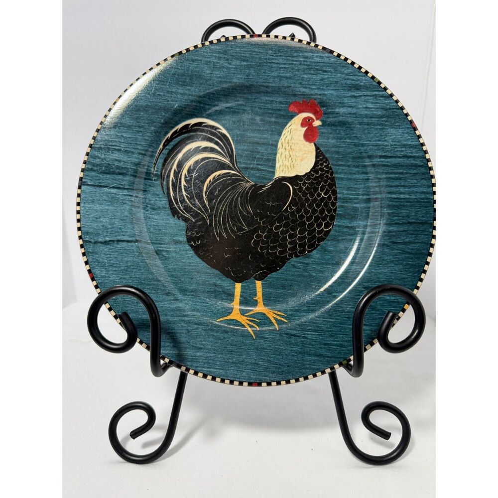 4 "Rooster"©1999 Warren Kimble plates by Sakura, NY Made in Indonesia *See Note*